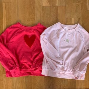 Kids Heart and Star Sweatshirts - Pink and Red. Size small.